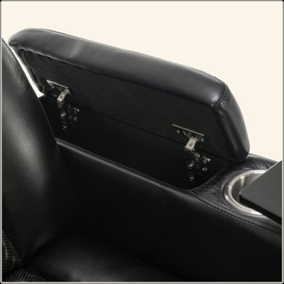 270 Degree Swivel PU Leather Power Recliner Individual Seat Home Theater Recliner With Tray Table,  Phone Holder, Cup Holder,  USB Port, Hidden Arm Storage For Living Room