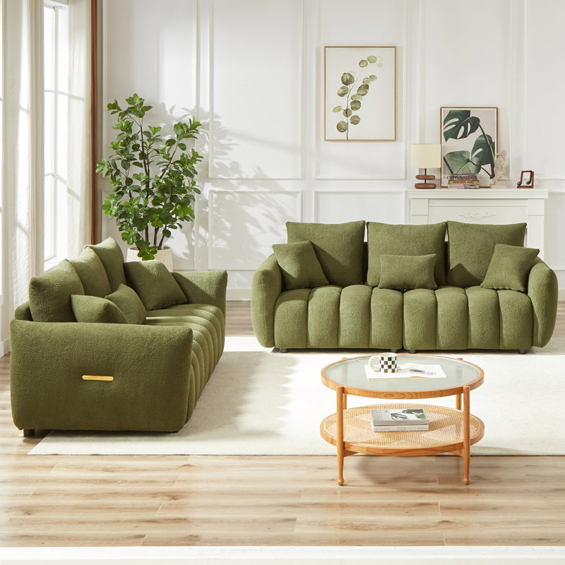 Meuble de salon 6 avec structure en bois, molleton, 3 places et plus, mobilier moderne, tissu, 6 coussins