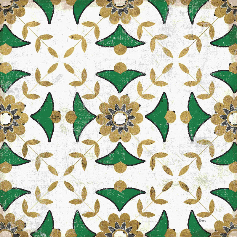Carrelage vert méditerranéen 02, H 12 po x l 12 po, Non, Toile tendue