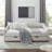 Rowan Linen Upholstered Tufted Daybed with Drawers, Waved Arms & Copper Nailhead Trim-129452170-129452171