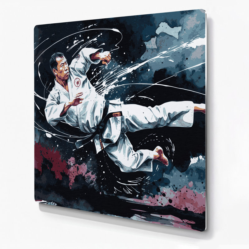 Art mural gris en métal Sports Karate, H 144 po x l 144 po x P 0,05 po
