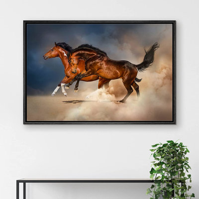 Horse " IDEA4WALL Framed Canvas Print Wall Art Galloping Texas Ranch Horse Stallions Animals Nature Photography Realism Rustic Landscape Portrait Wildlife Country For Living Room, Bedroom, Office "