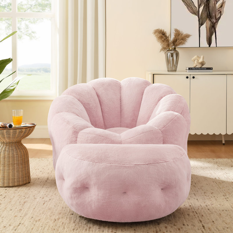 Elaine 46‘’ 3-in-1 Bean Bag Chair&Lounger with Ottoman , Pink
