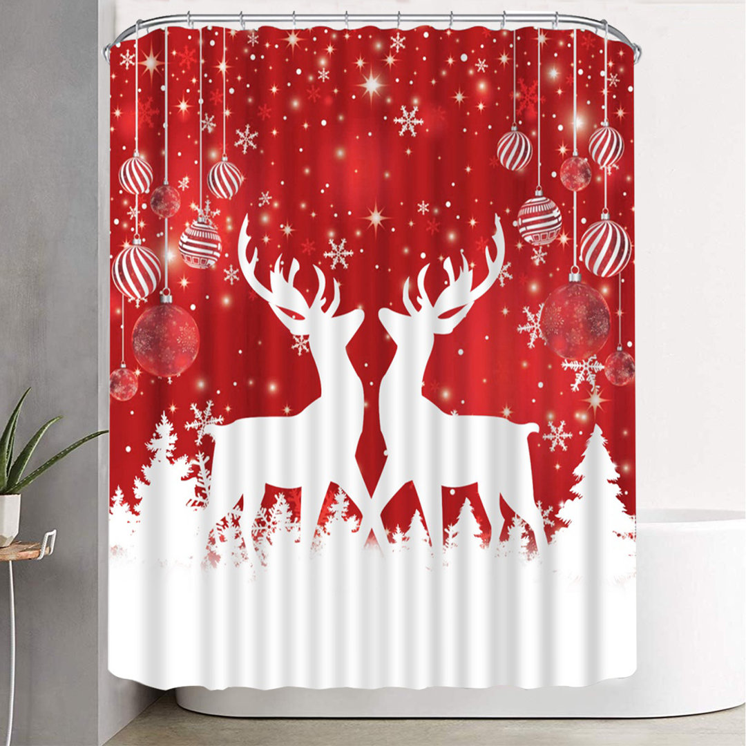 Dubreuze Elk Shower Curtain with Hooks Included The Holiday Aisle®