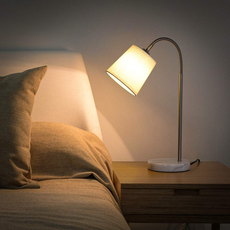 Lampe de bureau 20,7 po Bedi, Argent, Blanc