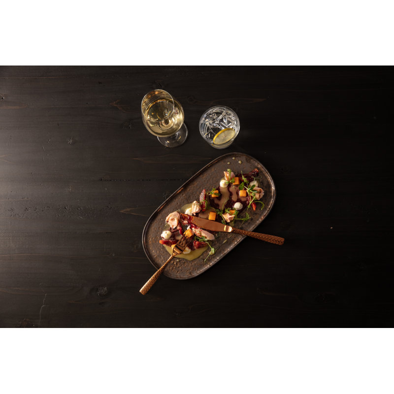 Fortessa Lucca Faceted 18/10 Stainless Steel 20 Piece Flatware Set, Service for 4, Copper Rose, Copper Rose