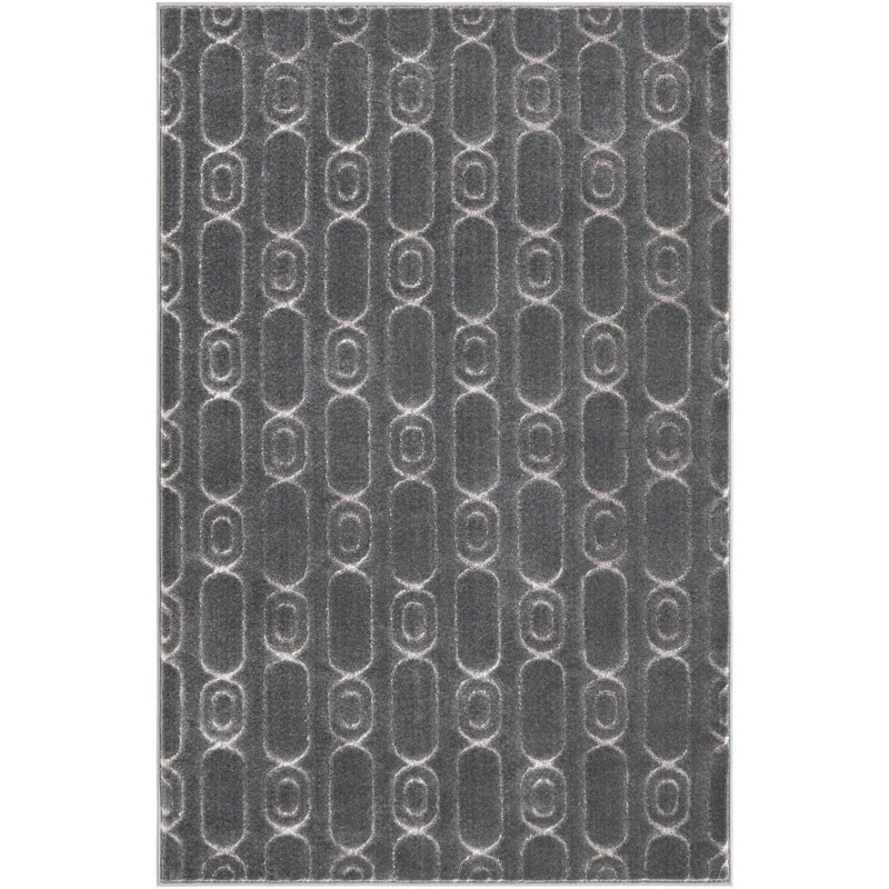 Tapis contemporain gris et argenté Vincente, Rectangle 4 pi 1 po x 6 pi 1 po