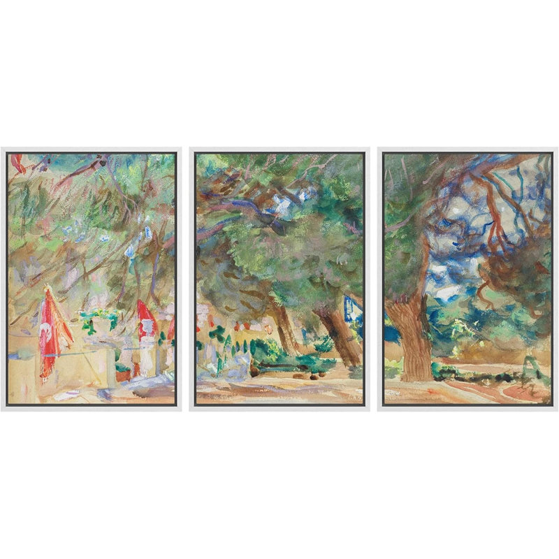 Rustique campagne aquarelle pastel vibrant 3 pièces, H 24 po x l 16 po x P 1,5 po, Blanc