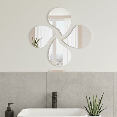 Ensemble de 4 petits miroirs adhésifs modernes et contemporains sans cadre