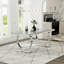 Ensemble de table de salle à manger de luxe blanc et argent avec chaises en velours blanc-623423158