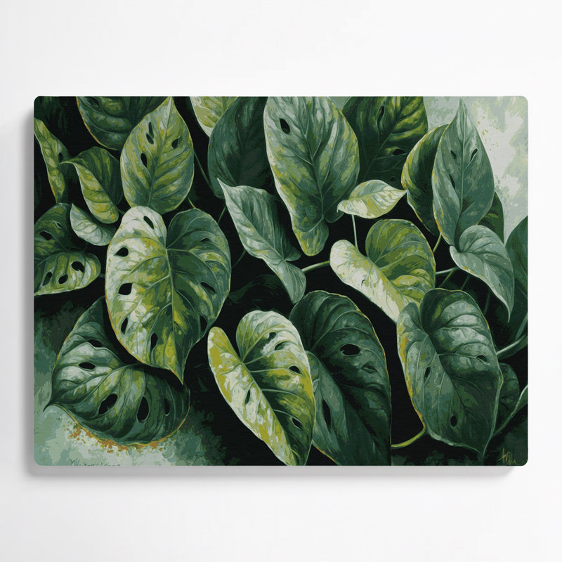 Art mural en métal botanique vert vigne fromage suisse, H 11 po x l 14 po