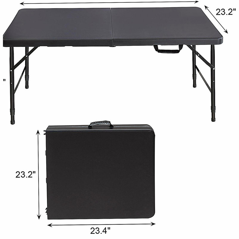Table de fête de pique-nique pliante et multifonctionnelle noire de 4 pi, 1 pièce par boîte