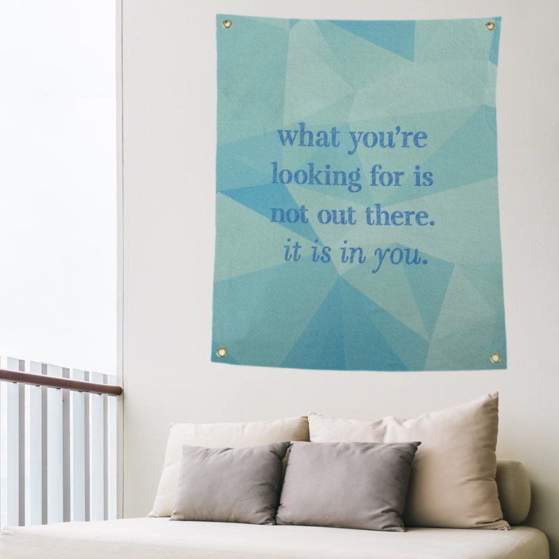 Tapisserie quote-pierre en faux-faux-citation en polyester, H 36 po x l 26 po, Bleu zircon