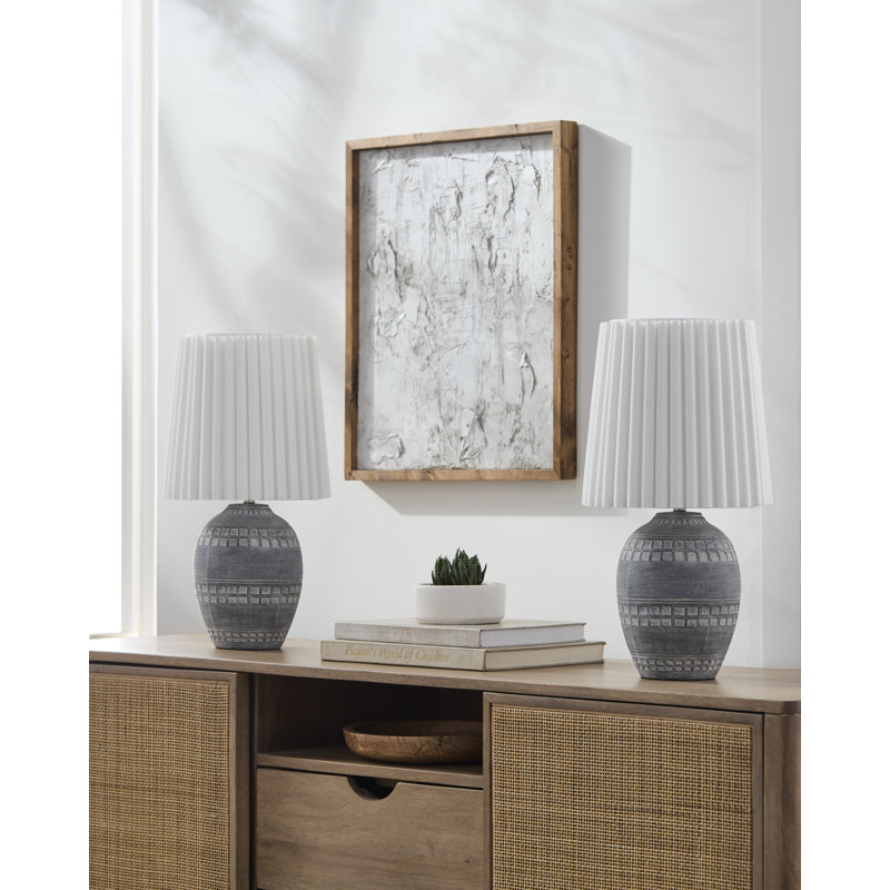 Lampe de table Arny, Base rose / abat-jour blanc
