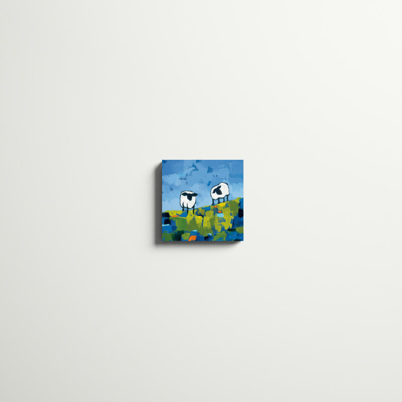 Deux moutons par Phyllis Adams - peinture sur toile, H 12 po x l 12 po