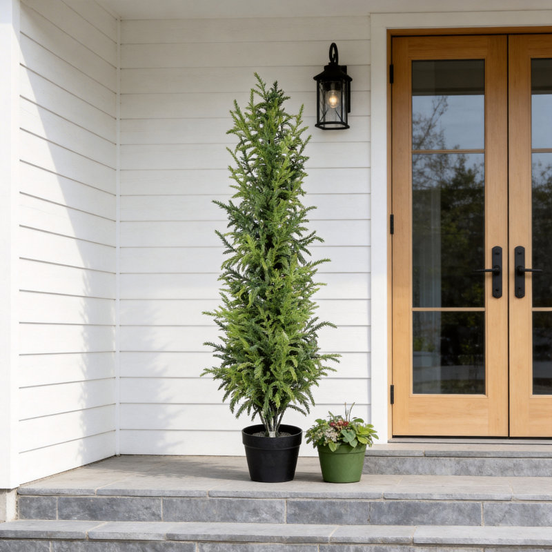 Pin artificiel véritable de 4 pi en pot noir, faux arbre à feuilles caduques réaliste pour la décoration intérieure et extérieure, le vestibule et le salon