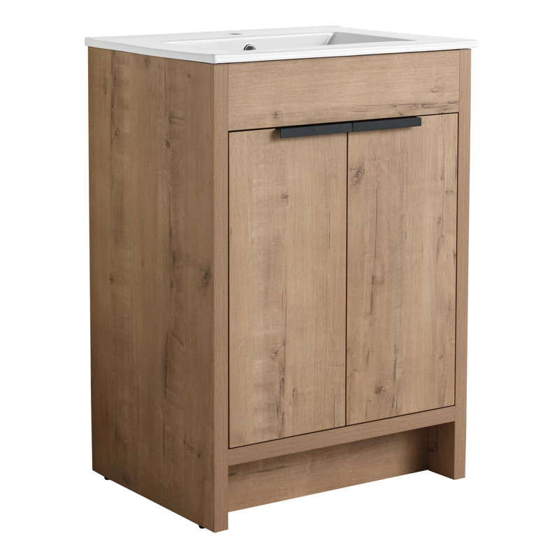Meuble-lavabo autoportant à 2 portes à fermeture en douceur