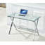 Bureau d'ordinateur en verre, table d'ordinateur portable en verre trempé transparent avec bureaux à bords arrondis, table de canapé