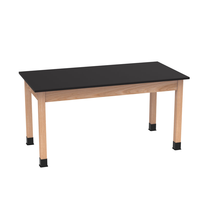 Série de tables à tablier PerpetuLab, H 36 po x L 48 po x l 30 po, Chemguard noir stratifié / chêne