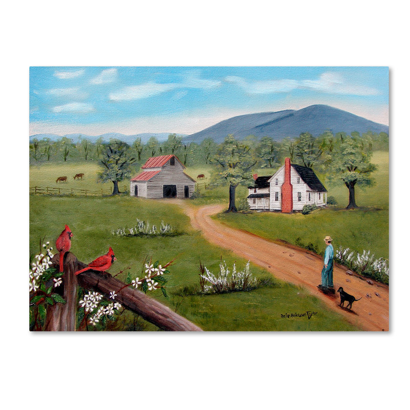 'Bakers Mtn And Cardinals' Print on Wrapped Canvas, 14" H x 19" W