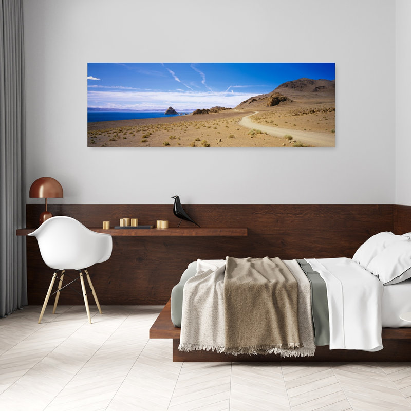 Dirt road on a landscape Pyramid Lake Nevada USA 1 Piece Wrapped Canvas Panoramic Wall Art, 50.8 cm H x 152.4 cm W