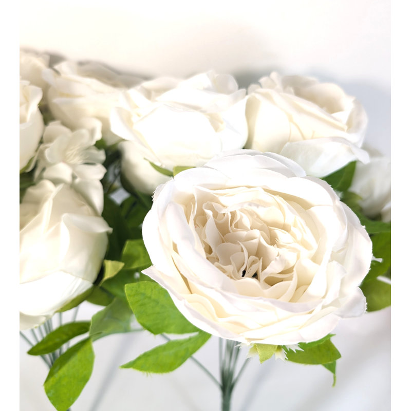 Fleurs de pivoines en soie, Blanc