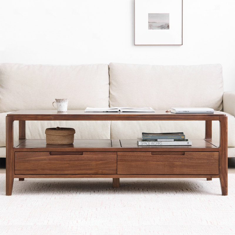 Table basse rectangulaire en bois massif, H 17,7 po x L 55,1 po x l 25,6 po