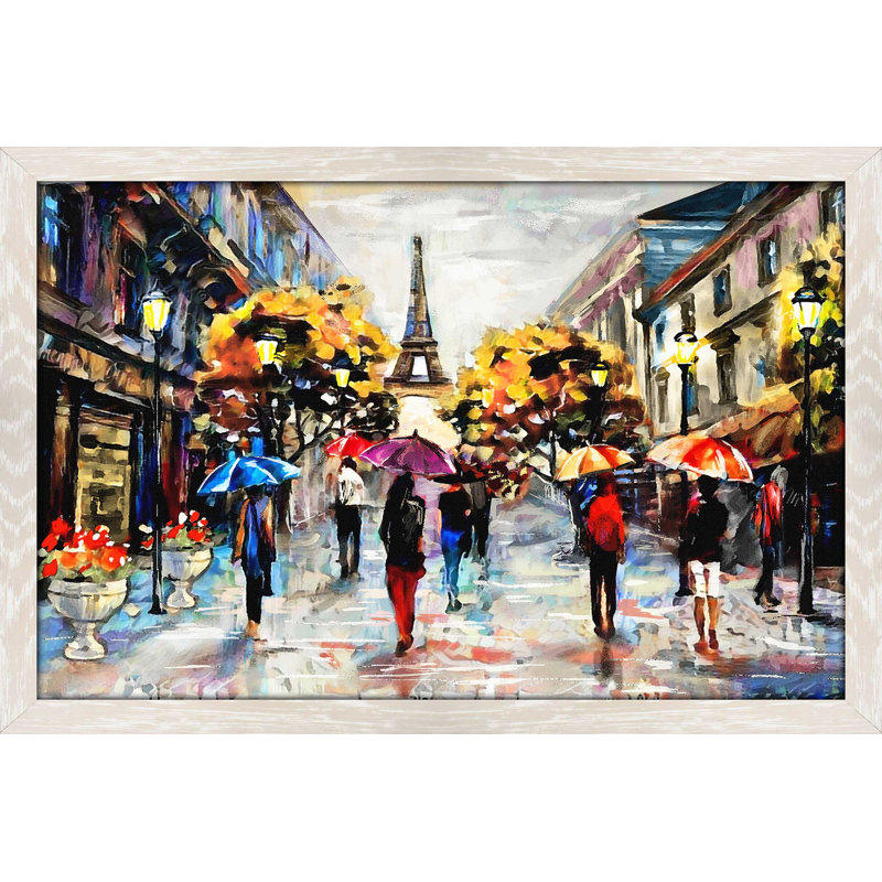 «Paris Streets», reproduction encadrée, H 21,5 po x l 27,5 po x P 0,75 po, Cadre crème délavé