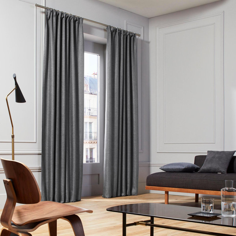 Coconut Room Darkening Single Curtain Panel, Dark Grey, 135 W x 350 D cm