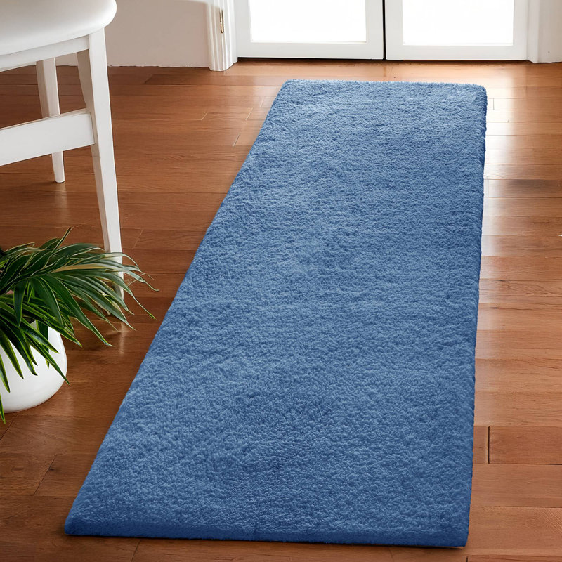 Tapis pour salle de bain Marshmallow, L 72 po x l 24 po, Marine