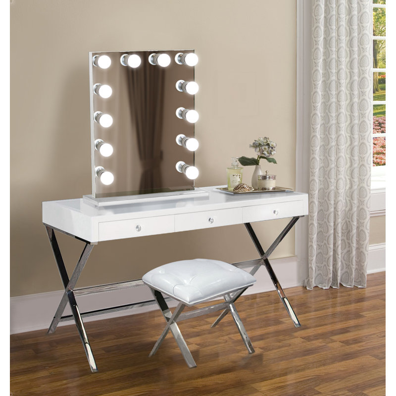 Rowena Wood Flat Mirror, 31" x 25", White