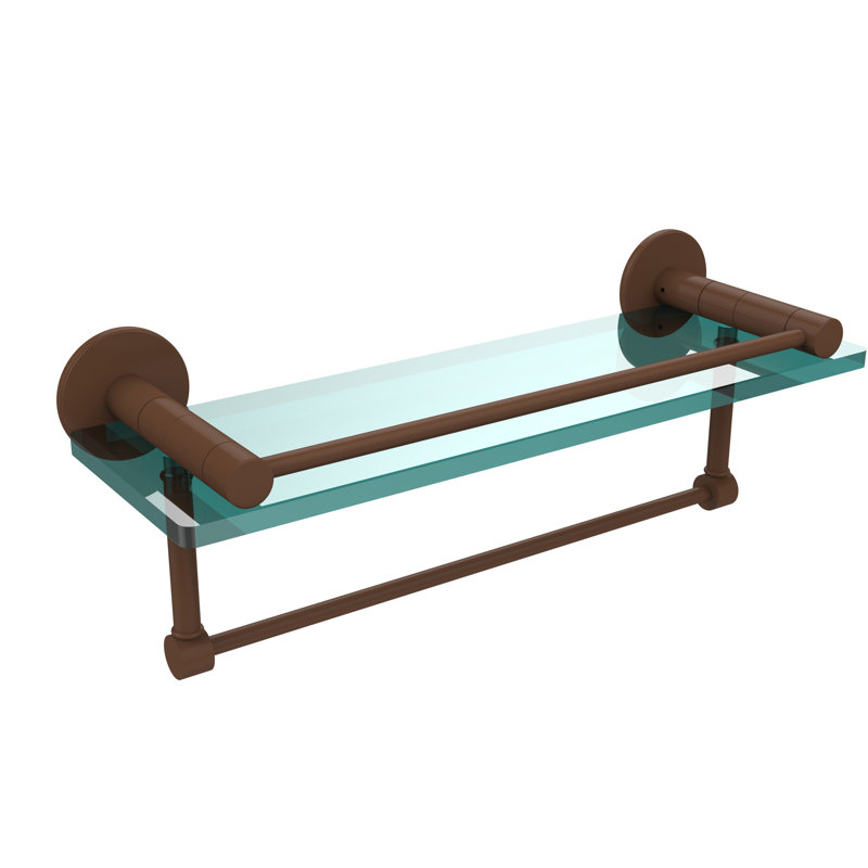 Ballenas Bracket Shelf with Towel Bar, Antique Bronze, 5'' H X 16'' W X 5.5'' D
