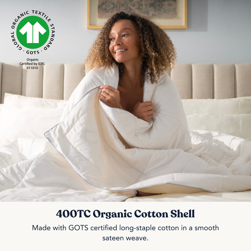 Delara Organic Merino Wool Duvet Insert - GOTS, Oeko-TEX & Woolmark Certified, 400TC Organic Cotton Shell, 300 GSM All-Season Warmth, Baffle Box Construction, Machine Washable - Twin