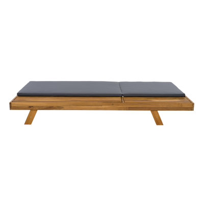 LOUNGE CHAISE SET,SPACE AVAILABLE ON ONE SIDE, ACACIA WOOD WITH WATER-RESISTANT LOUNGE CUSHIONS (Dark Grey/ & 2 INCH THICK) - MATCHING CREAM/LEAF COCONUT VERSION AVAILABLE