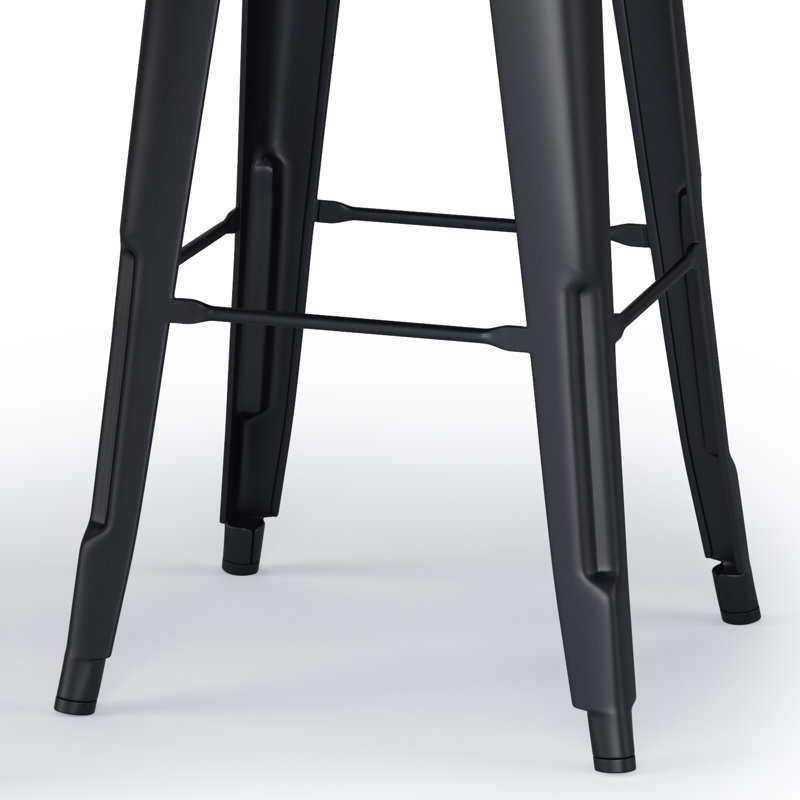 Tabouret en bois massif et métal Rayne, Noir, 2, Tabouret de bar (siège d'une hauteur de 30,2 po)
