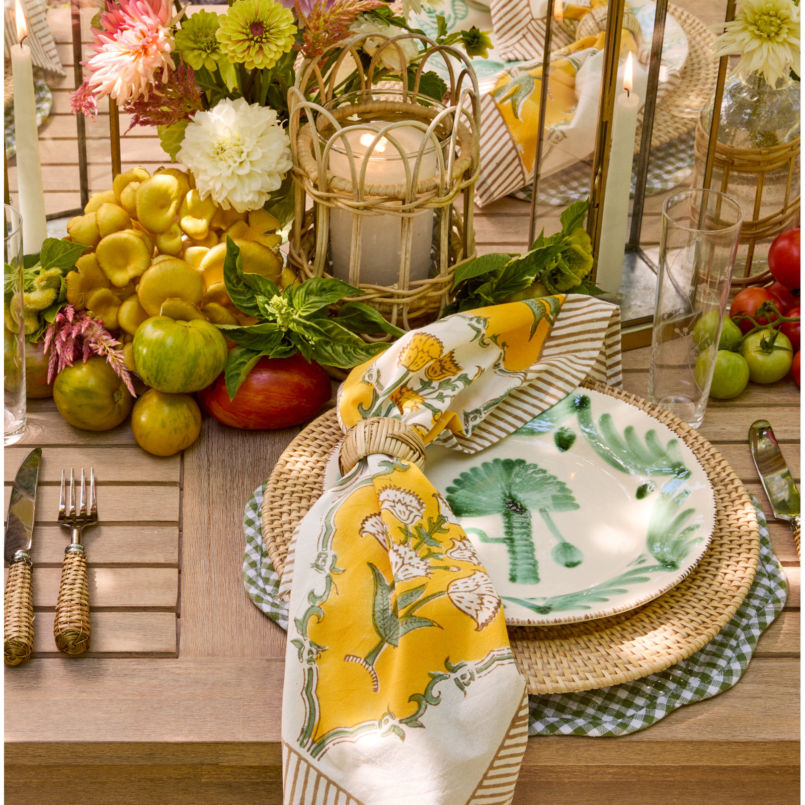Quilted Cotton Placemat, Olive