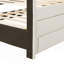 Lit plateforme tapissier simple avec lit gigogne et 3 tiroirs, tissu en lin-453674934