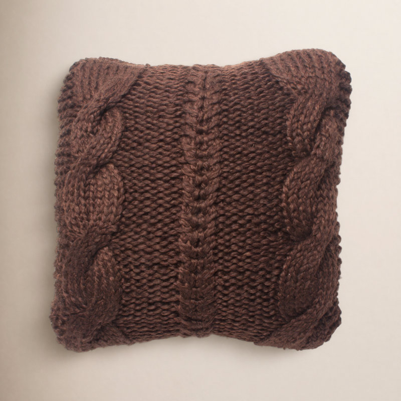 Aurelia Wool Square Pillow Cover & Insert, Chocolate