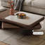 Table basse brune en fritté brun + bois massif