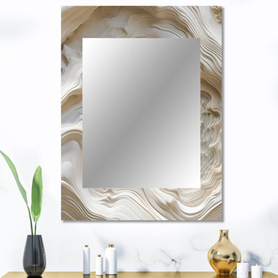 Crème spirale nébuleuse II - miroir décoratif spirales abstraites, grand miroir mural moderne, art imprimé en métal