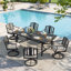Patio 82.75"L Rectangular Aluminum Dining Set With Umbrella Hole And Sunbrella Cushions