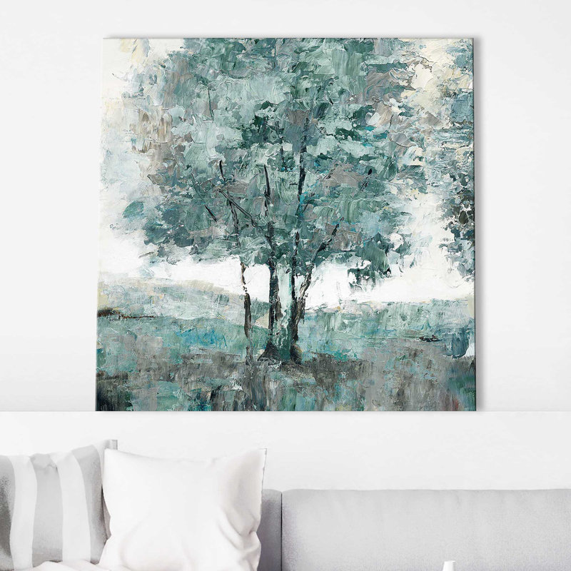 «Teal Sentinel I» par Nan - Peinture, Toile tendue, H 36 po x l 36 po x P 1,5 po
