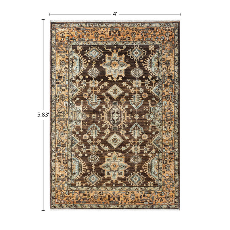 Serapi One-of-a-Kind 4' 0" X 5' 10" Hand Knotted Area Rug