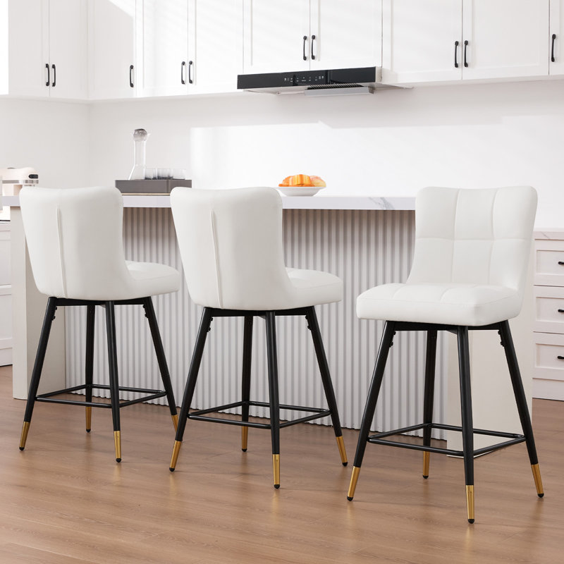 Tabouret de bar pivotant 26 po, Blanc, 3