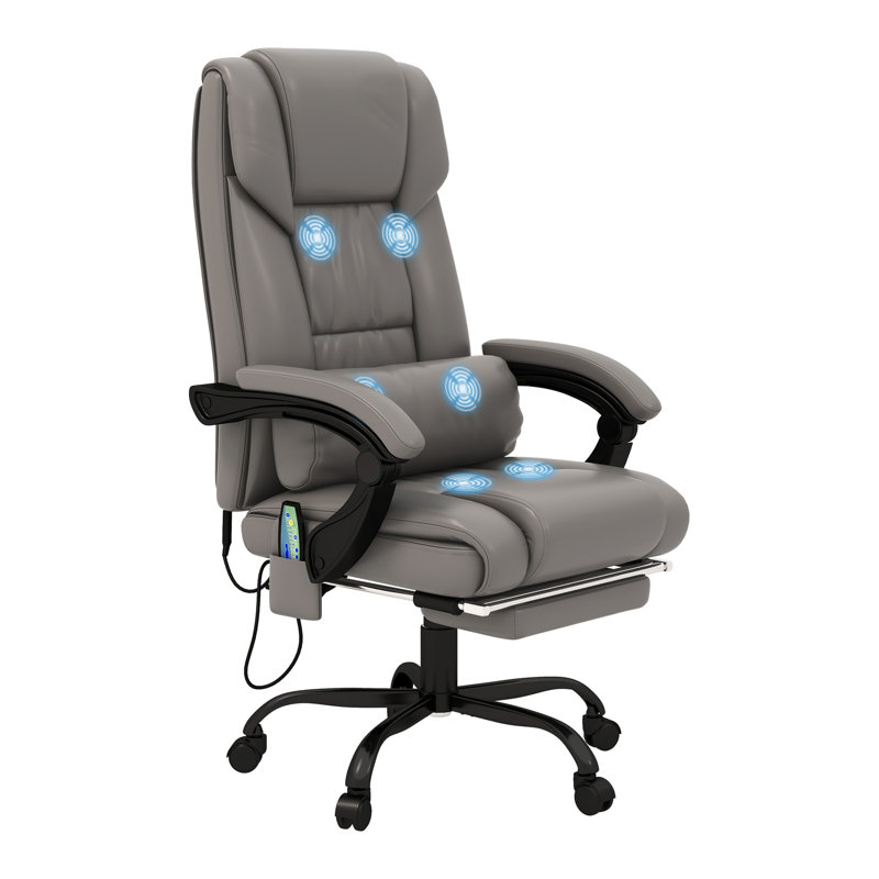 Chaise de bureau à massage à haut dossier et vibration avec télécommande 6 points
