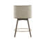 Tabouret de comptoir beige recouvert - pieds en bois massif au fini café foncé, revêtement en bronze antique, capacité de pivotement,-837853785