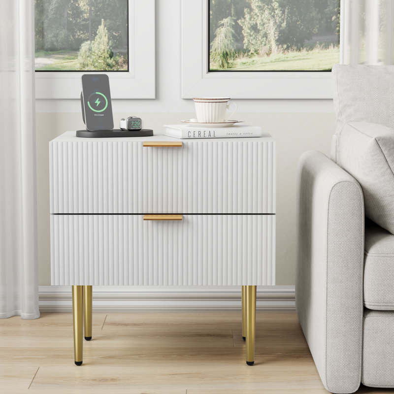 53 cm W Bedside Table, White