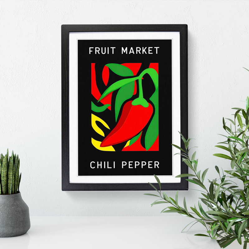 Red Chili Pepper Fruit Market Exhibition Vol.4 1 Piece Single Picture Frame Wall Art, 64cm H x 46cm W x 2cm D