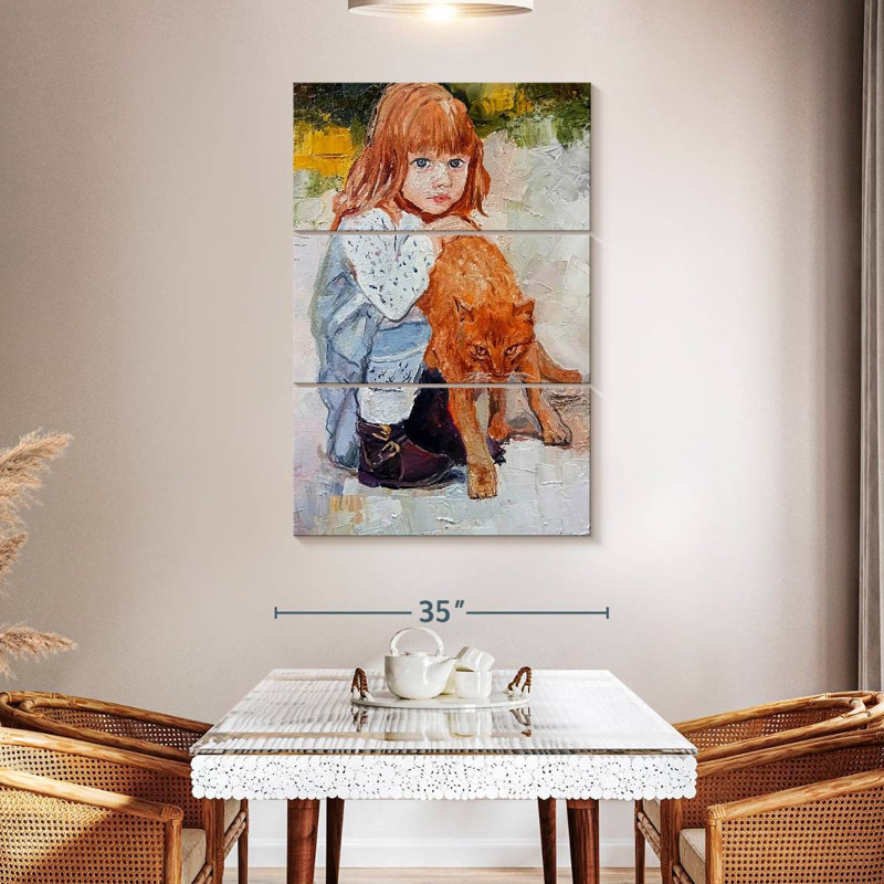 Leisha Girl With Cat, 50" H x 32" W