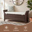 Banc de rangement rembourré en osier de 53 po avec accoudoirs et coussin pour l'entrée, la chambre à coucher ou le patio, osier synthétique brun-1086398699